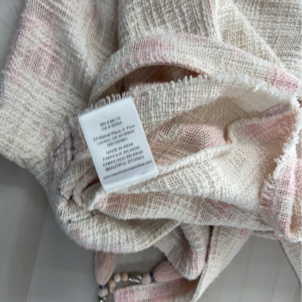 BEAUTIFUL STORIES x Anthropologie Livia textured beaded kimono cardigan OS pink - Picture 9 of 9